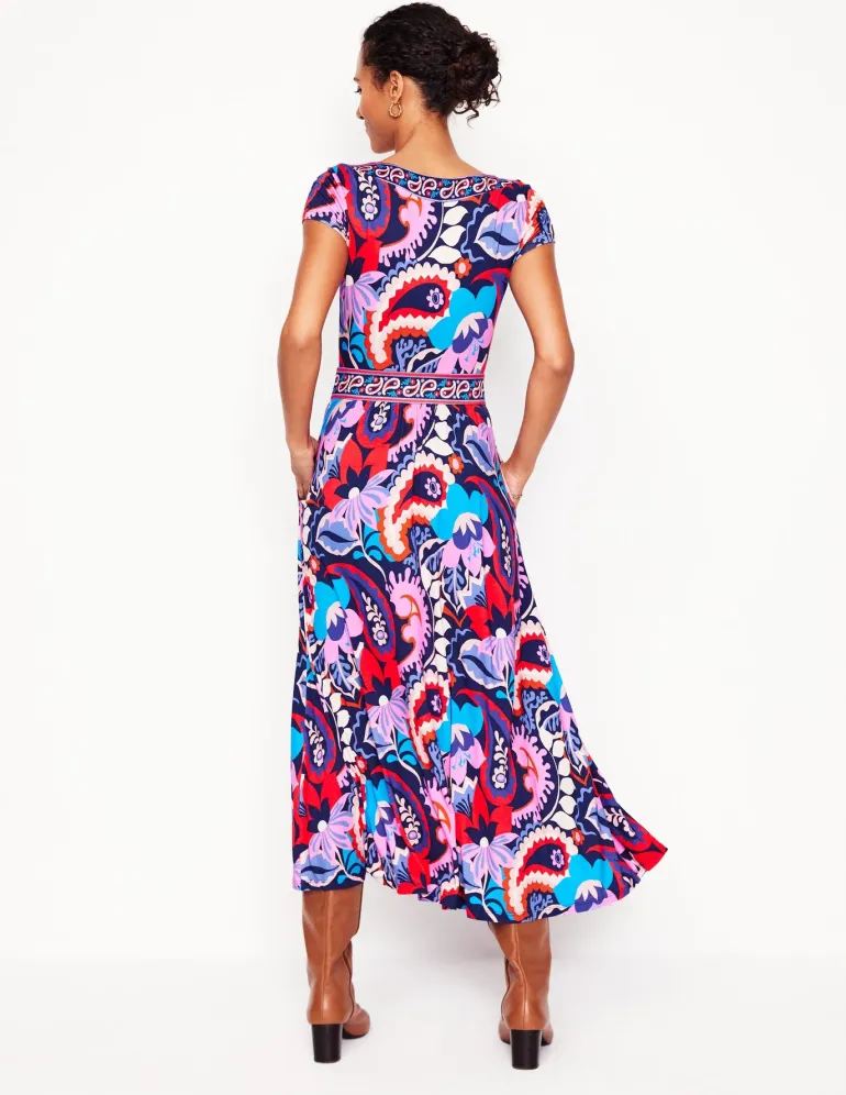 Melanie Jersey Midi Dress-French Navy, Botanical Paisley-Boden Cheap