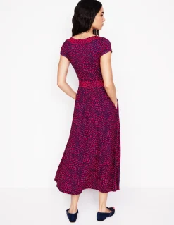 Melanie Jersey Midi Dress-French Navy, Heart Cluster-Boden Fashion