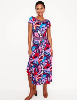 Melanie Jersey Midi Dress-French Navy, Botanical Paisley-Boden Cheap
