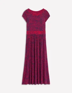 Melanie Jersey Midi Dress-French Navy, Heart Cluster-Boden Fashion