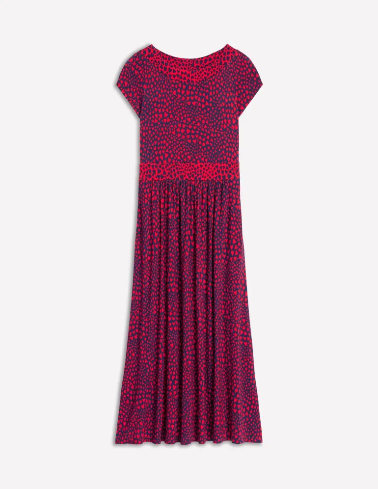 Melanie Jersey Midi Dress-French Navy, Heart Cluster-Boden Fashion