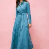 Mila Cord Midi Shirt Dress-Duck Egg Blue-Boden New