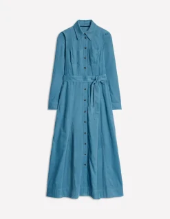 Mila Cord Midi Shirt Dress-Duck Egg Blue-Boden New