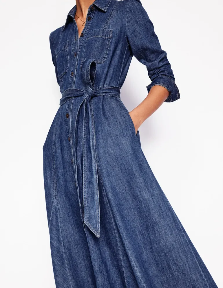 Mila Denim Midi Shirt Dress-Mid Vintage-Boden Outlet
