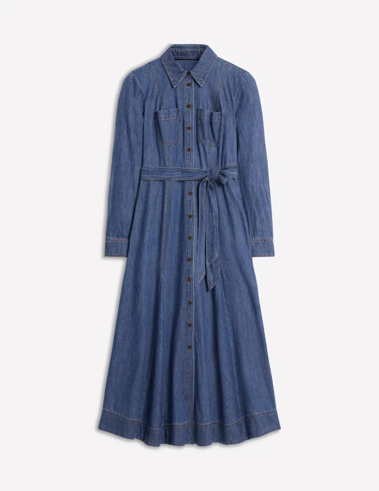 Mila Denim Midi Shirt Dress-Mid Vintage-Boden Outlet