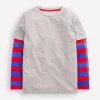 Mock Sleeve T-shirt-Grey Marl-Boden Outlet