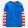 Mock Sleeve T-shirt-Kingfisher Blue-Boden Online