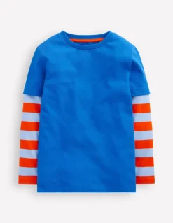 Mock Sleeve T-shirt-Kingfisher Blue-Boden Online