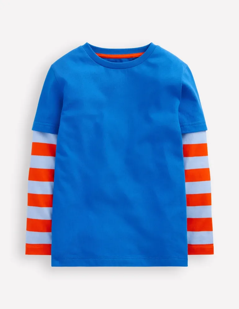 Mock Sleeve T-shirt-Kingfisher Blue-Boden Online