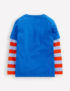 Mock Sleeve T-shirt-Kingfisher Blue-Boden Online