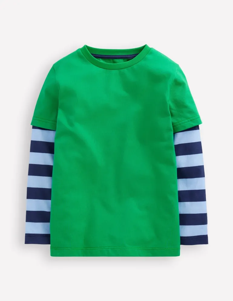 Mock Sleeve T-shirt-Sapling Green-Boden Flash Sale