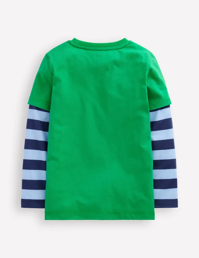 Mock Sleeve T-shirt-Sapling Green-Boden Flash Sale