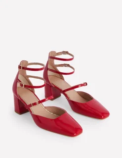 Multi Strap Block Heel Pump-Poppy Red-Boden Clearance