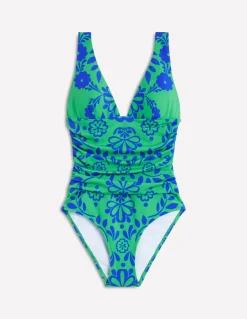 Mykonos Deep V Swimsuit-Green, Structured Meadow-Boden Outlet