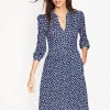 Naomi Relaxed Jersey Dress-French Navy, Abstract Dot-Boden Shop