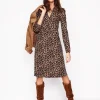 Naomi Relaxed Jersey Dress-Camel, Cheetah Pop-Boden Shop