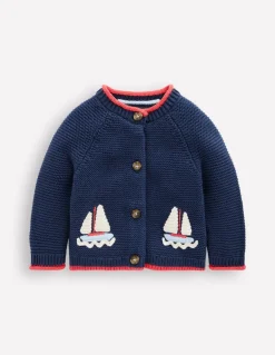 Novelty logo Cardigan-Starboard Blue Boats-Boden Flash Sale