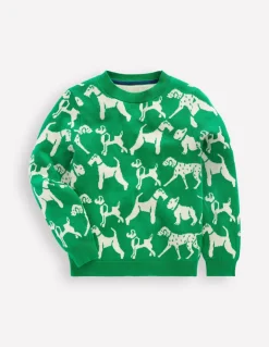 Novelty Sweater-Sapling Green Dogs-Boden Clearance