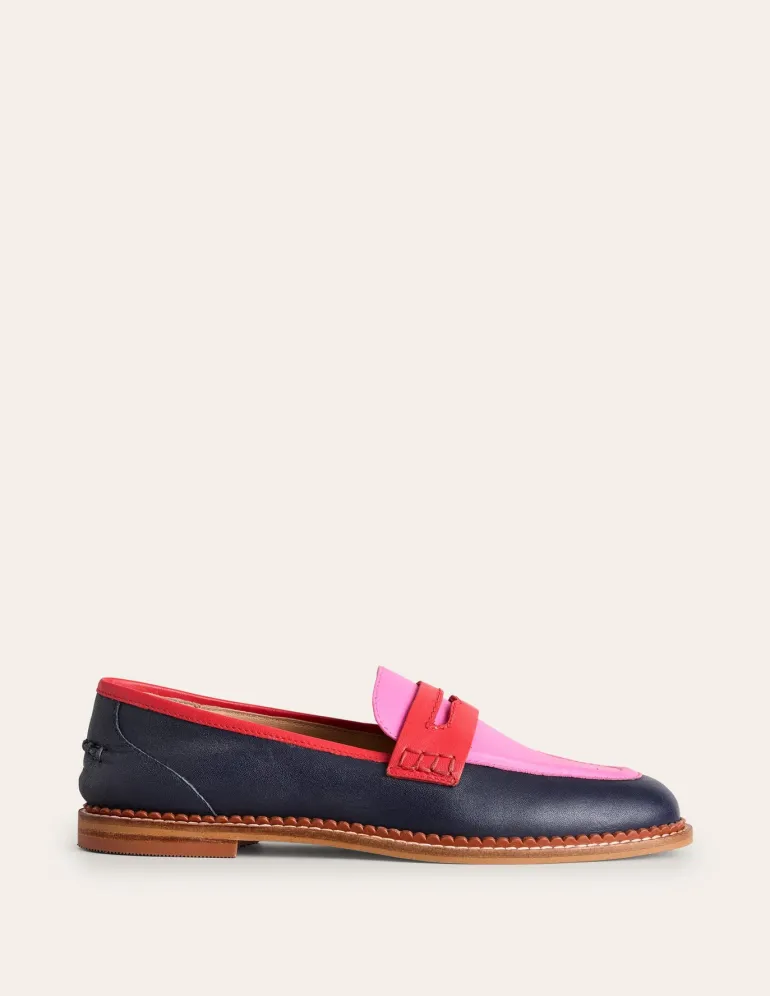 Nya Structured Penny Loafer-Navy/Pink Tourmaline-Boden Cheap