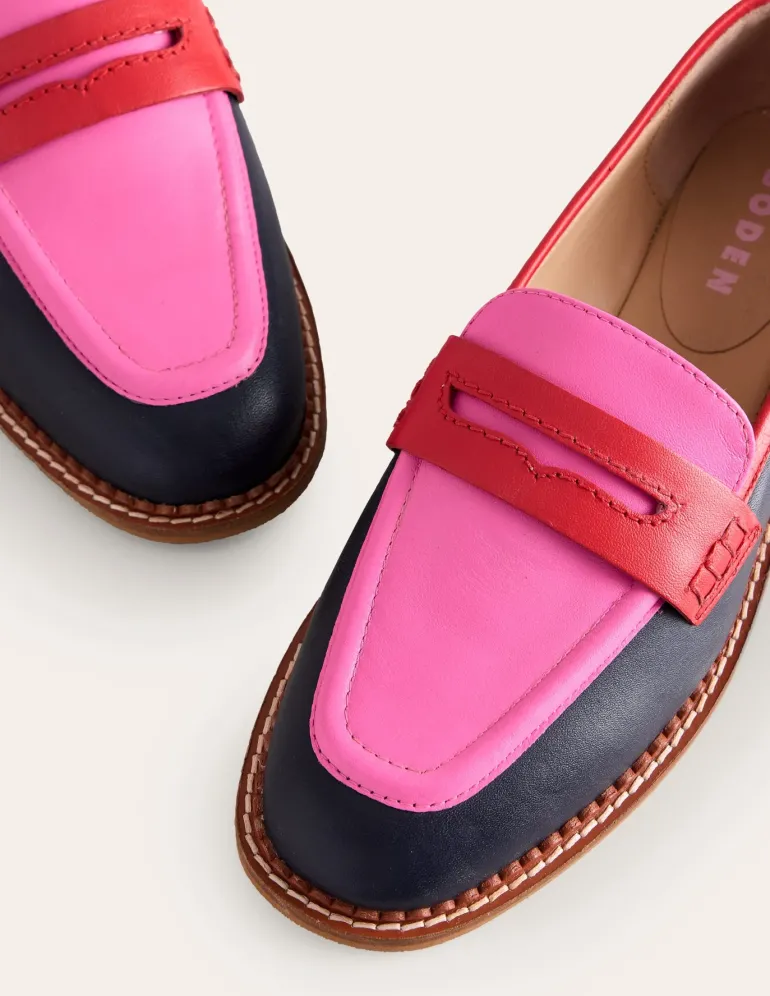 Nya Structured Penny Loafer-Navy/Pink Tourmaline-Boden Cheap