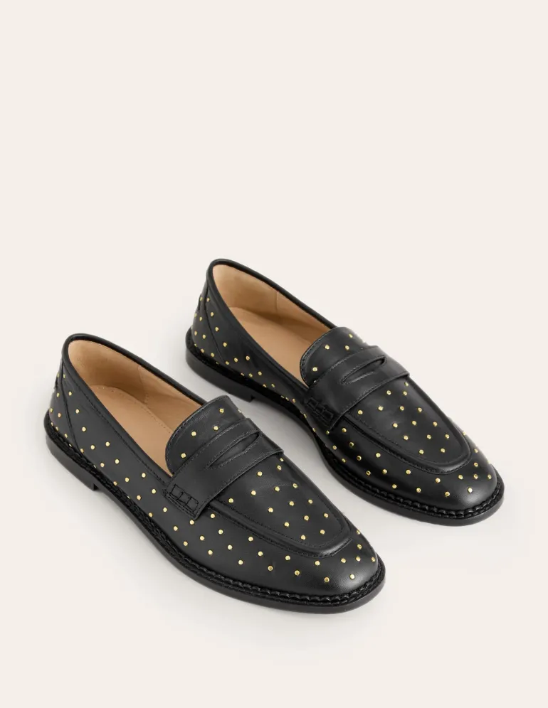 Nya Structured Penny Loafer-Black Studs-Boden Flash Sale