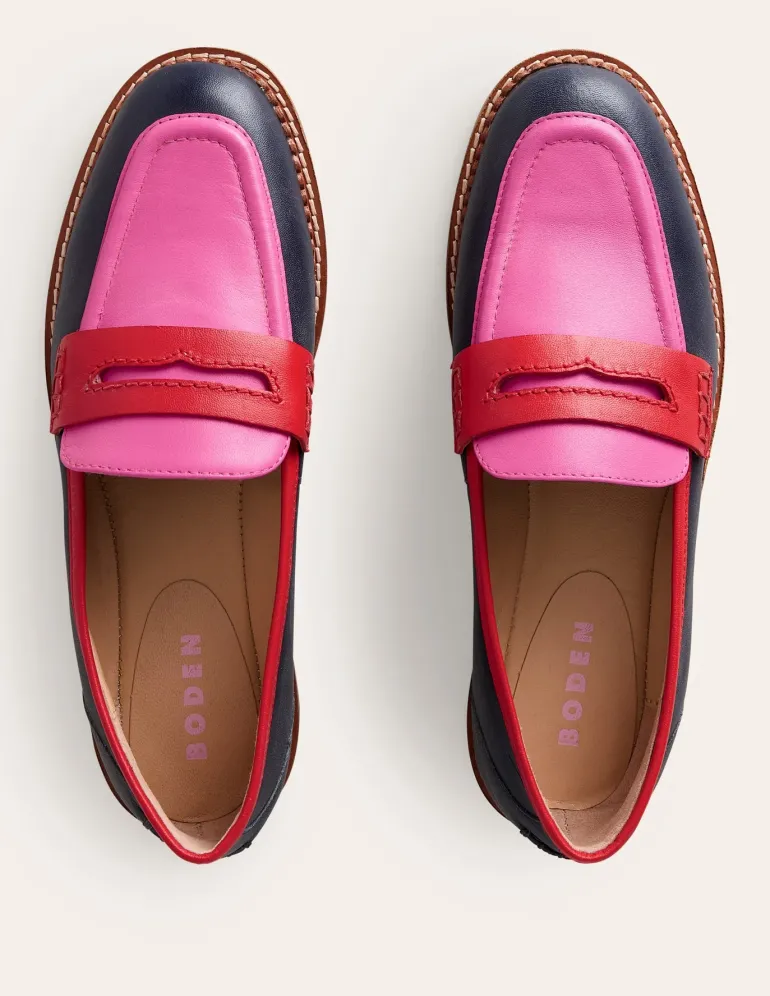 Nya Structured Penny Loafer-Navy/Pink Tourmaline-Boden Cheap