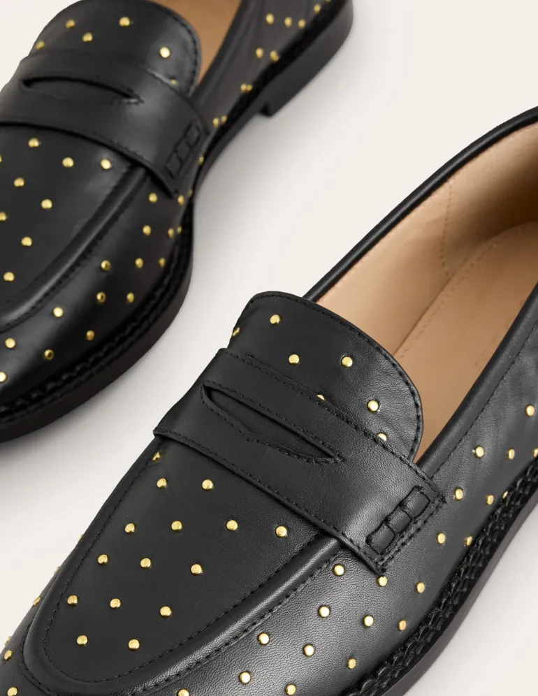Nya Structured Penny Loafer-Black Studs-Boden Flash Sale