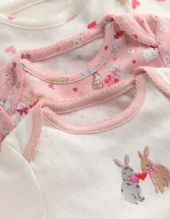 3 Pack Pointelle Bodies-Pink Love Bunnies-Boden Discount