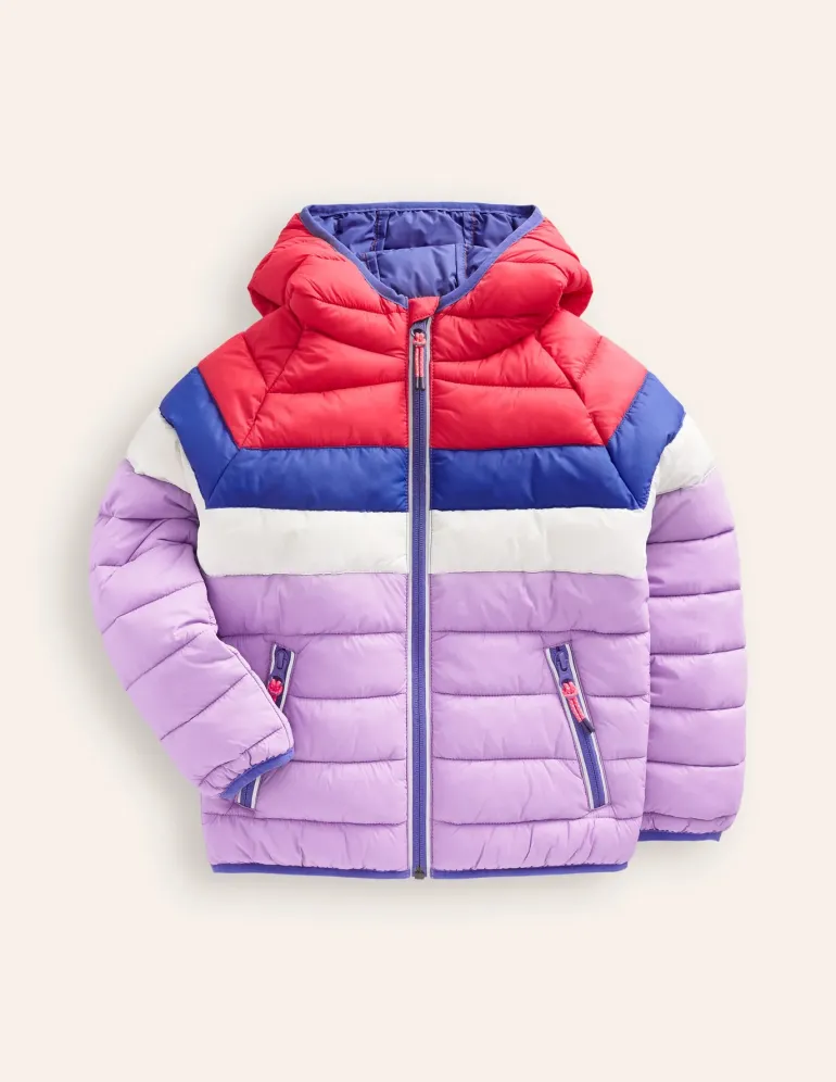 Pack-Away Padded Jacket-Aster Purple Colourblock-Boden Shop
