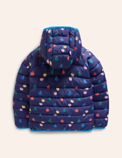 Pack-Away Padded Jacket-College Navy Rainbow Apples-Boden Clearance