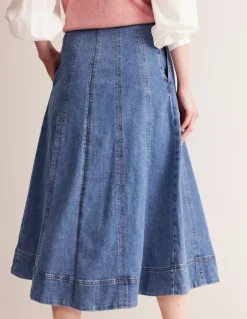 Panelled Full Denim Skirt-Mid Vintage-Boden Cheap