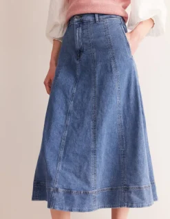 Panelled Full Denim Skirt-Mid Vintage-Boden Cheap