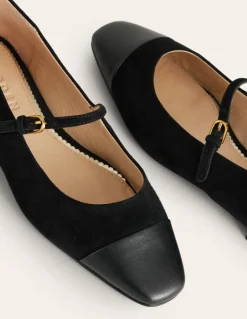 Penelope Mary Jane Flat-Black Suede-Boden Discount