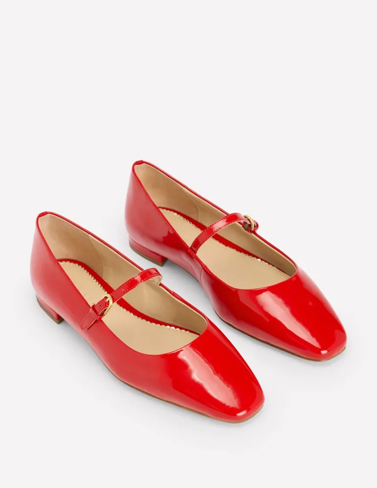 Penelope Mary Jane Flat-Post Box Red Patent-Boden Shop
