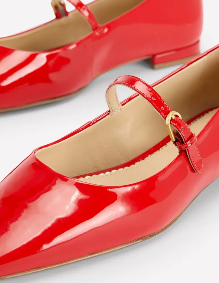 Penelope Mary Jane Flat-Post Box Red Patent-Boden Shop