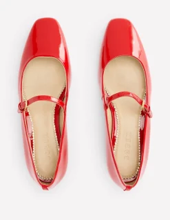 Penelope Mary Jane Flat-Post Box Red Patent-Boden Shop
