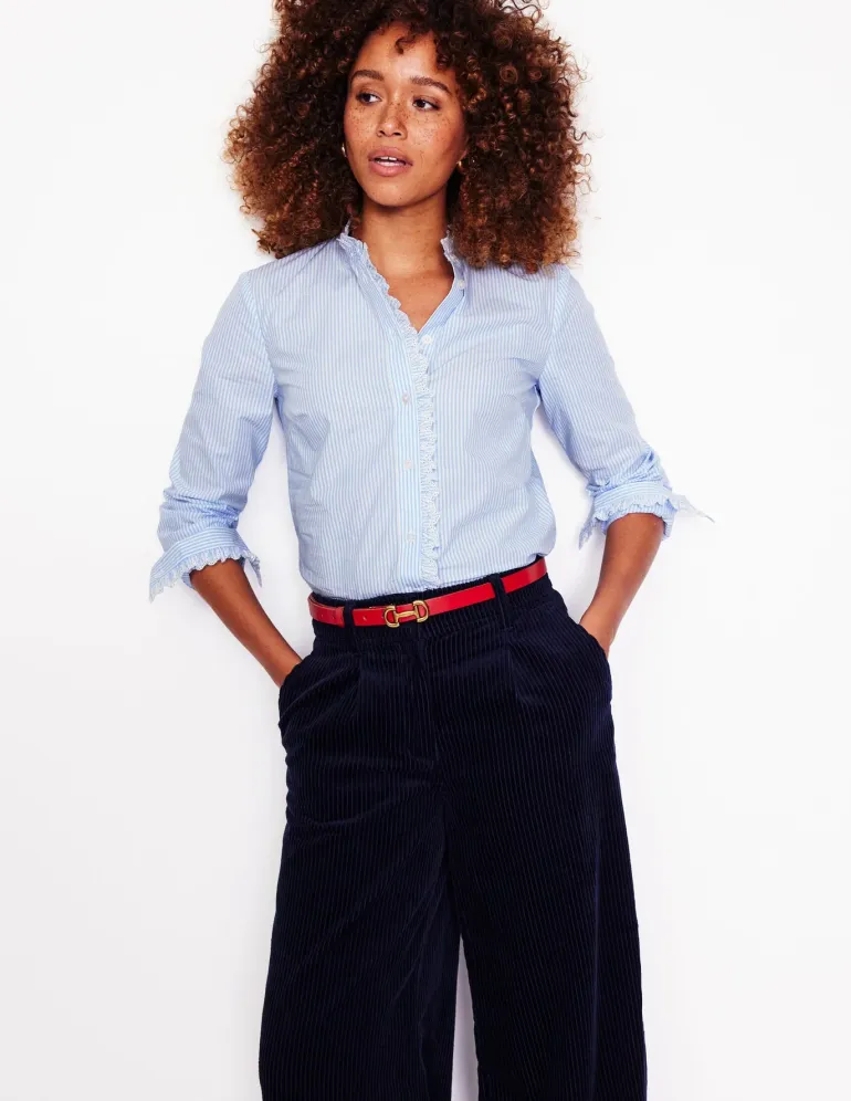 Phoebe Shirt-Blue, Ivory Stripe-Boden Store