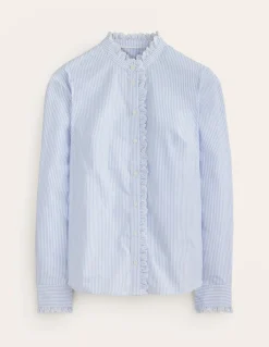 Phoebe Shirt-Blue, Ivory Stripe-Boden Store