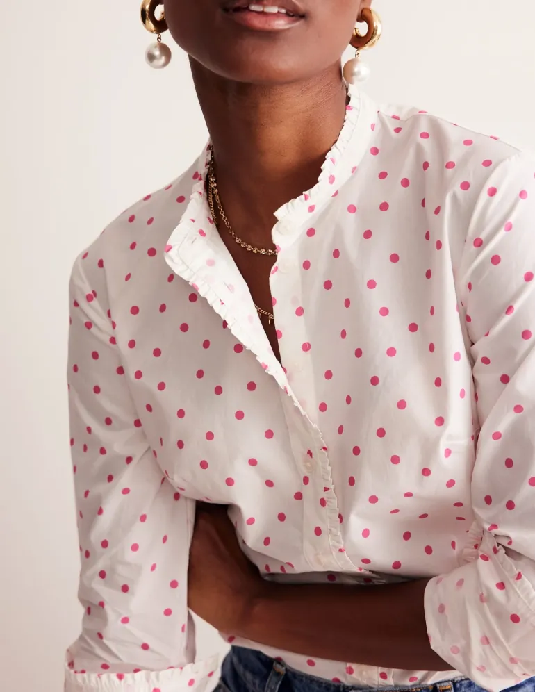 Phoebe Shirt-Ivory, Party Pink Spot-Boden Best