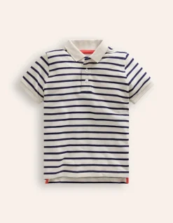 Piqué Polo Shirt-Ivory/College Navy-Boden Best Sale
