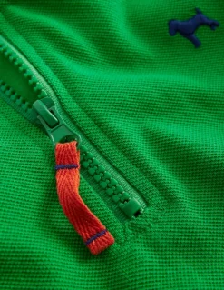 Pique Polo Half Zip-Sapling Green-Boden Best