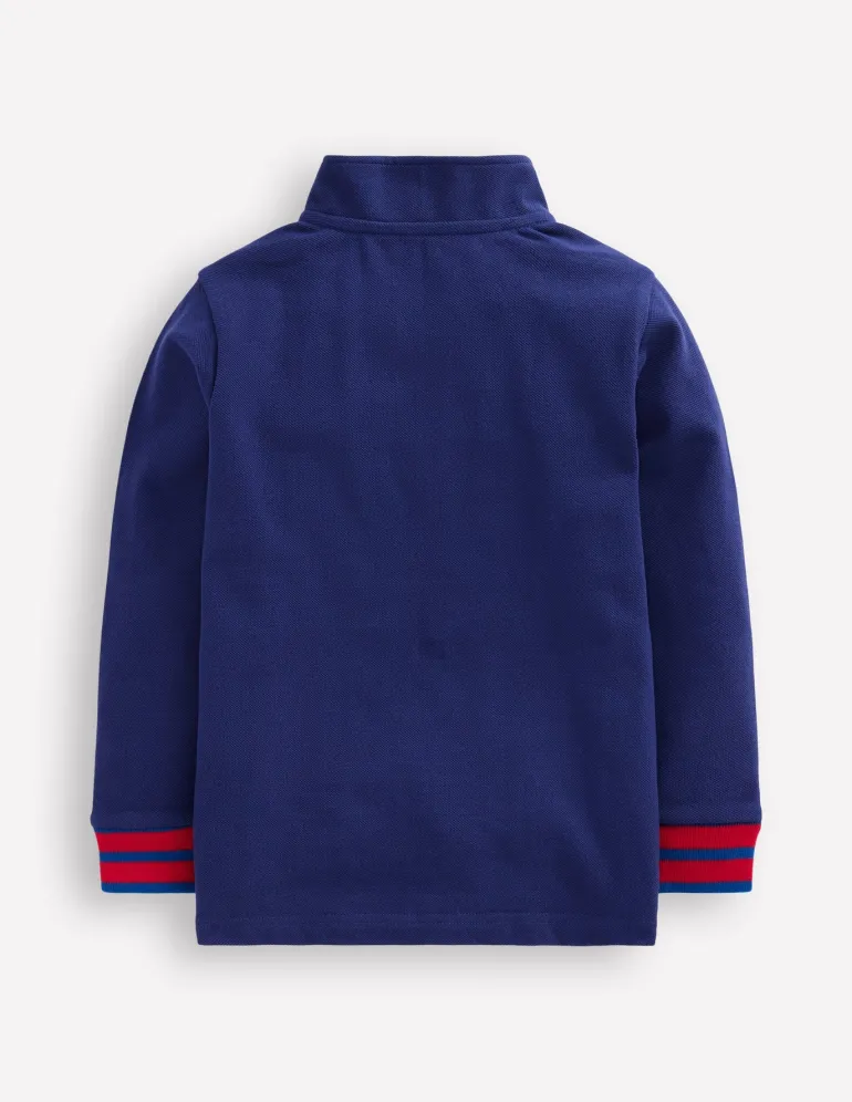 Pique Polo Half Zip-Starboard Blue-Boden Store