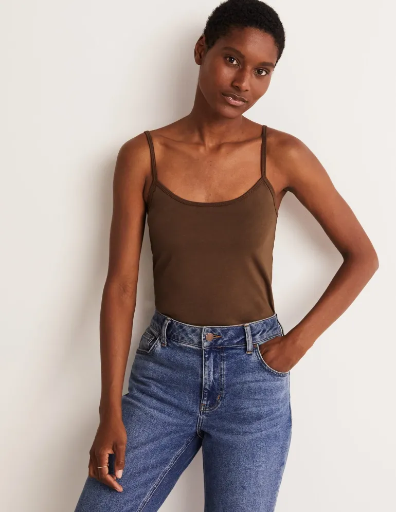 Plain Cami Top-Deep Brown-Boden Hot