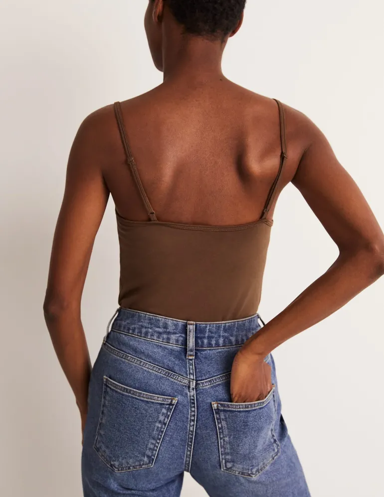 Plain Cami Top-Deep Brown-Boden Hot