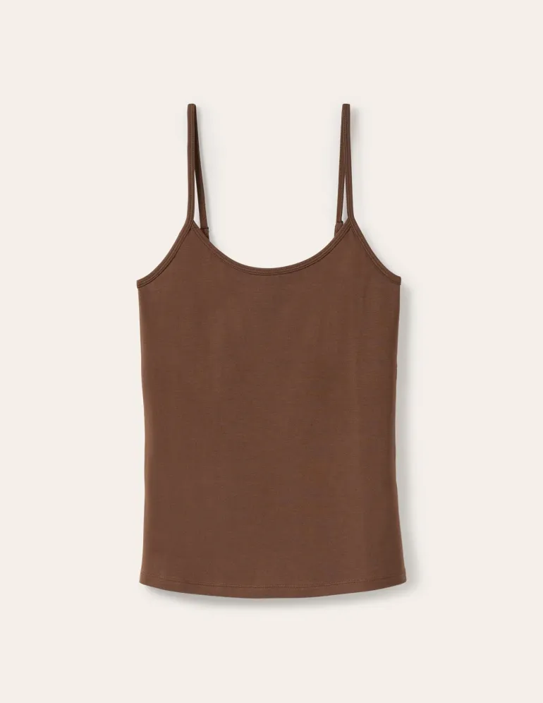 Plain Cami Top-Deep Brown-Boden Hot