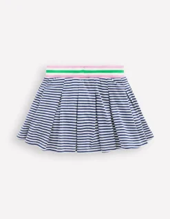 Pleated Jersey Skort-Starboard Ivory Stripe-Boden Hot