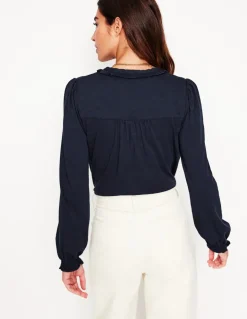 Poppy Ruffled Henley Top--Boden Flash Sale