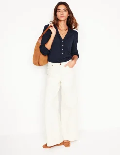 Poppy Ruffled Henley Top--Boden Flash Sale
