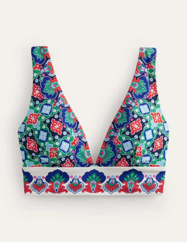 Porto Bikini Top-Green Tambourine, Coastal Tile-Boden Clearance
