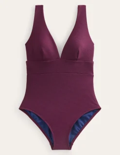 Porto V-Neck Swimsuit-Chockeberry Honeycomb-Boden Best Sale